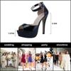 Women Sandals Sexy Pumps 14CM Super High Heels Open Toe Ankle Strap Sandal Platform Gladiator Stiletto Party Dress Wedding Shoes Shoe