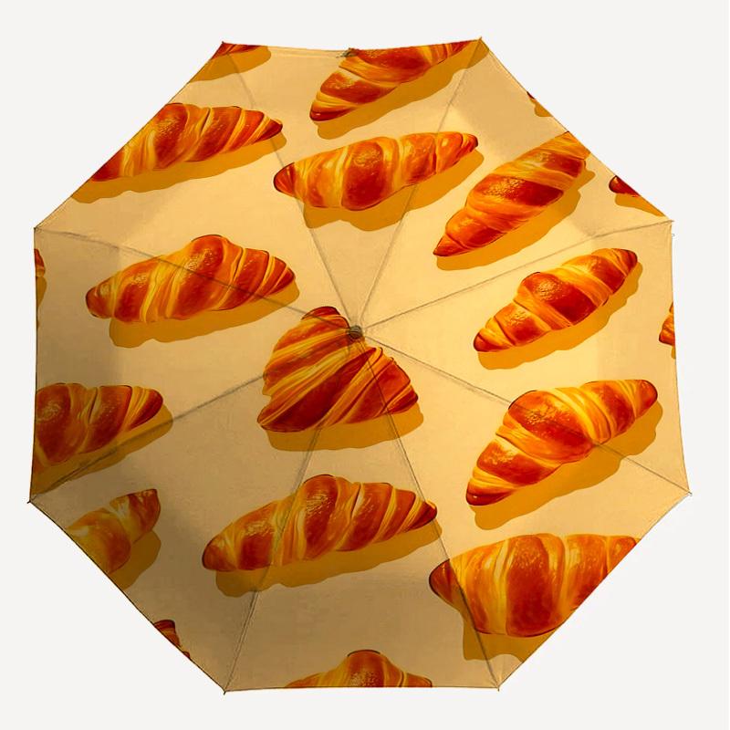1pc Croissant Pattern Automatic Open/Close Umbrella with Windproof, 8-Rib Sturdy Canopy, Durable Ribs, Fashionable Design1261A