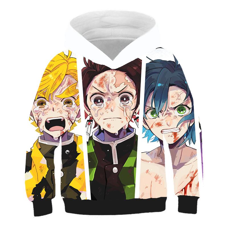2025 Детские 3D Толстовки Demon Slayer Мода Осень Мальчики Толстовка Худи Манга Kimetsu No Yaiba Мальчики Девочки Джемперы 4-14 лет Одежда