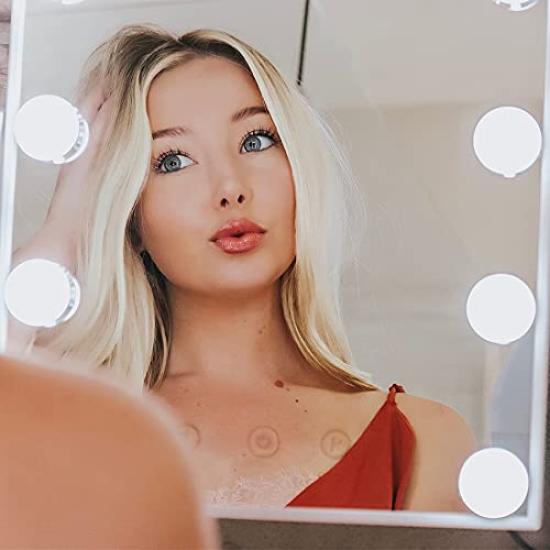 LONGSHINING Actress Makeup Tabletop Hollywood 30cm Wide X 6cm Long X 36cm Lighting 10x 9 LED Adjustable USB Powered Mirror, Mirror, Mirror, High,