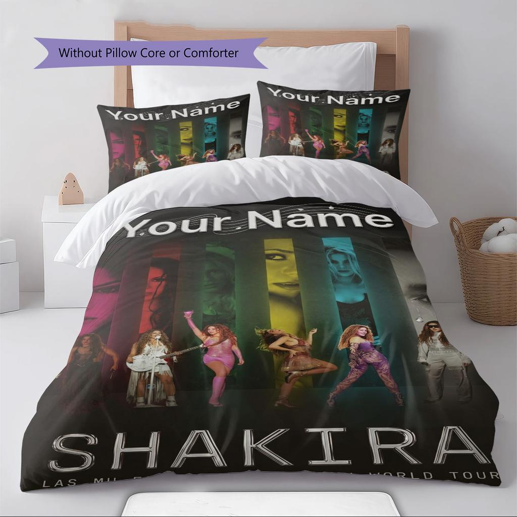 Name Custom Shakira Pattern Bedding Set Quilt Cover Pillowcase Home Decor Gift (1 * duvet cover + 2 * pillowcase, without core)