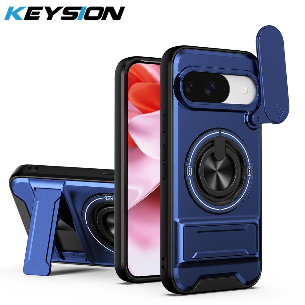 KEYSION Магнитный чехол для телефона Google Pixel 9 10 Pro XL 10 9 Pro Защита камеры сдвижной крышкой Вертикальная подставка Кольцо 360° Ударопрочный чехол