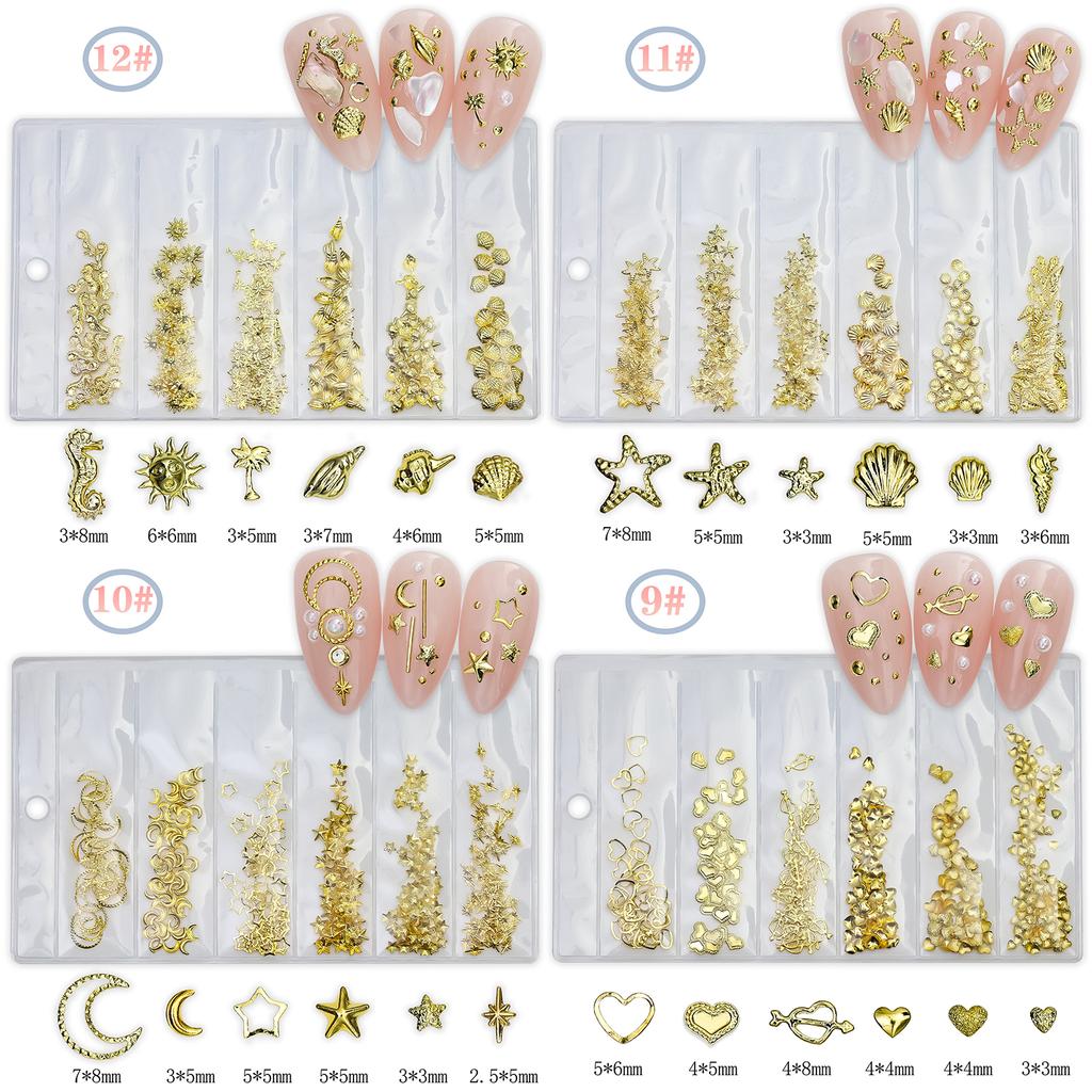 Metal Nail Art Studs 3D Metal Nail Art Jewelry Decorations Bow Heart Bubble Multi Shapes Nail Decoration Accessories