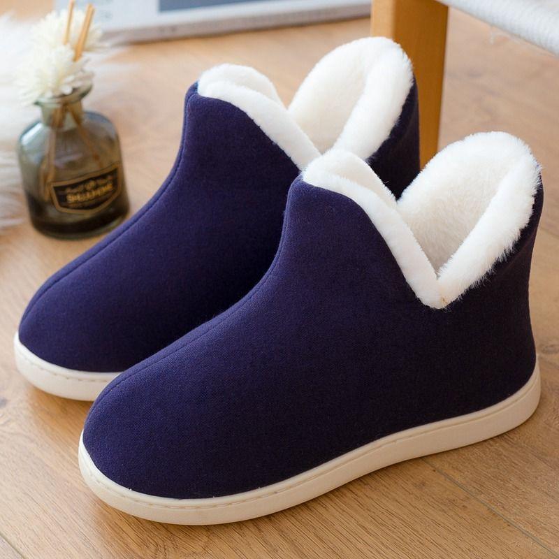 Теплая хлопковая обувь. Легкая домашняя обувь из утепленного флиса и меха. Теплые нескользящие хлопковые тапочки с высоким берцем. Зимние сапоги.