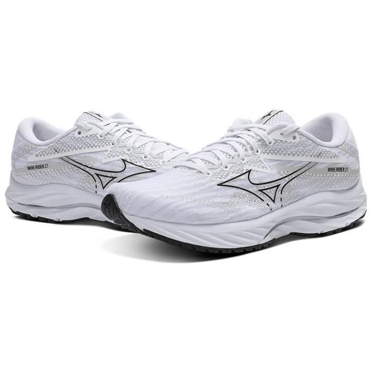 Mizuno Wave Rider 27 White Black Unisex Sneakers J1GC230358