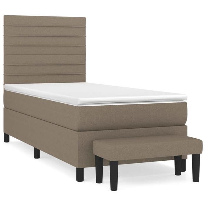 Maison Exclusive - Sommier à lattes de lit avec matelas Taupe 90x200 cm Tissu