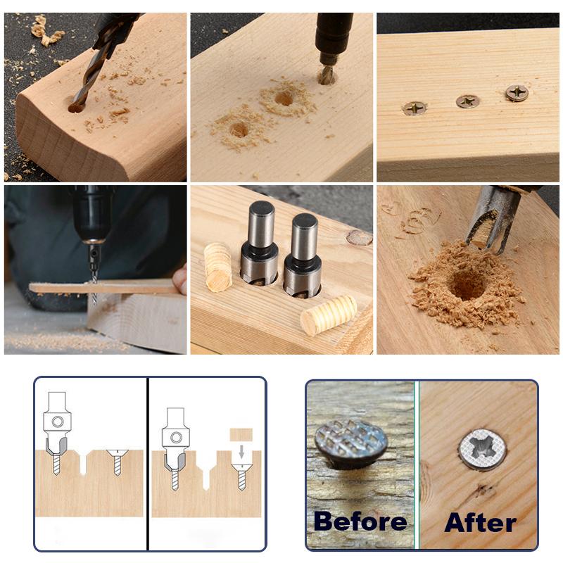 Conical Drill Bit Countersink Woodwork Pilot Holes HSS Universal Counterbore Cutter Screw Aluminum Plastic Carpentry Pilot Hole
