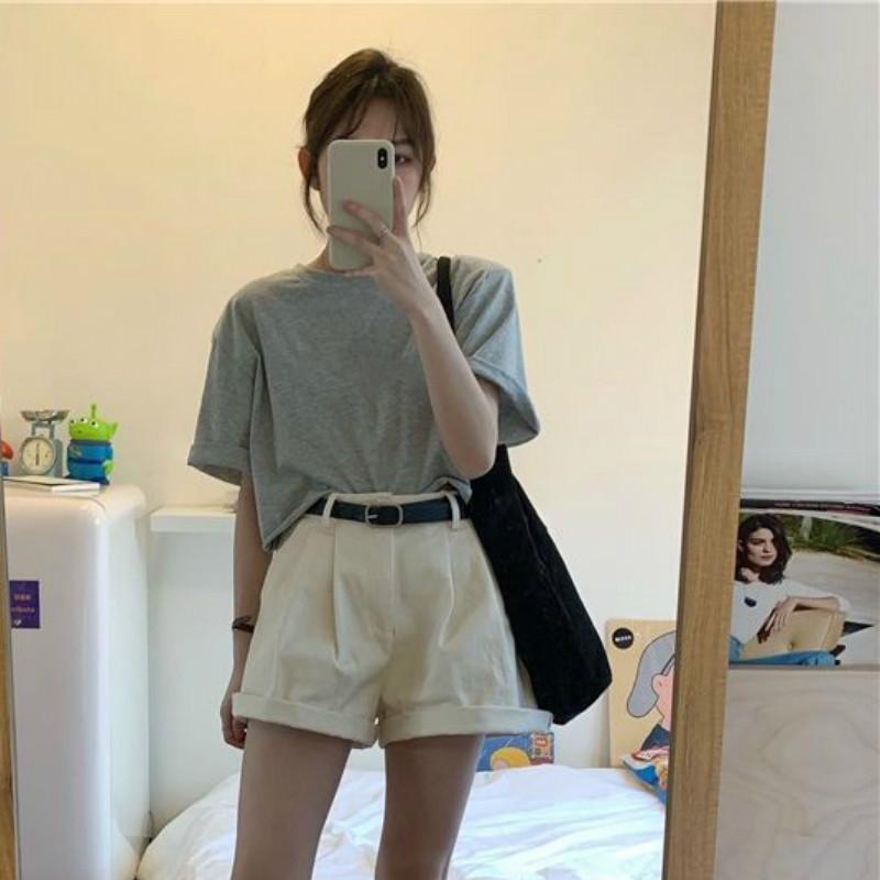 VAYLA Short Sleeve T-shirts Women Solid Cropped Tops Sexy Stylish Harajuku Streetwear Girls Cool Loose All-match Korean Style Casual