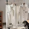 Комплект пижамы для пары из ледяного шелка: Женский осенне-зимний длинный костюм с коротким рукавом Большой размер и мужская высококачественная домашняя одежда из ледяного и снежного шелка
