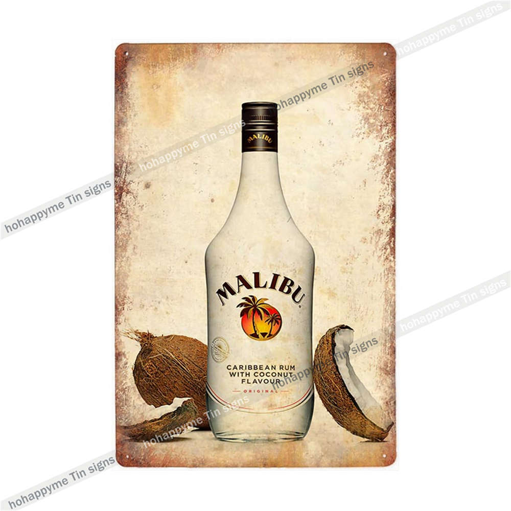 Малибу Жестяная Табличка Ром Металлическая Картина Табличка Для Бара Паба Клуба Кафе Наклейка На Стену Украшение Семейный Постер Тарелки 20x30см