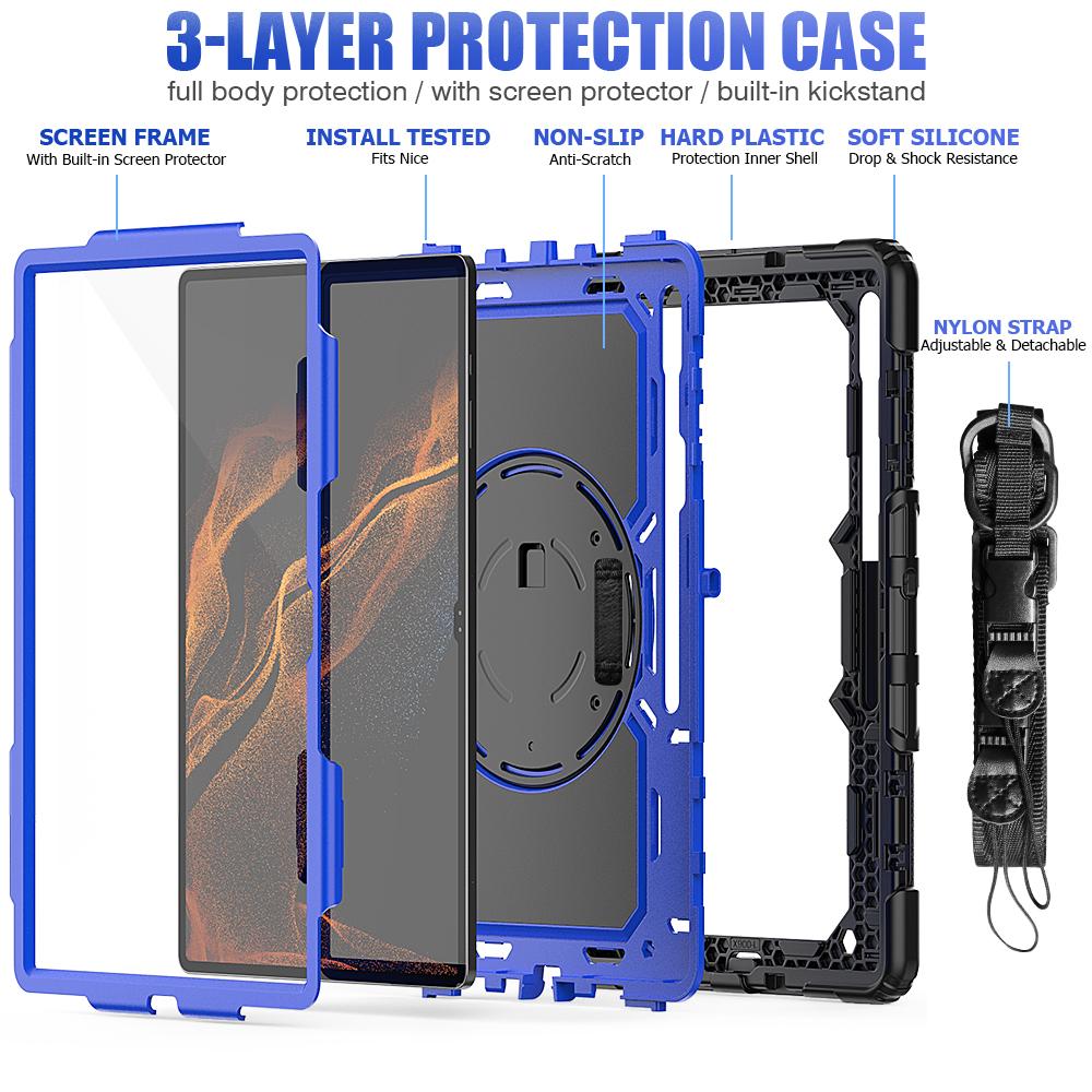 Armor Heavy Duty для Samsung Galaxy Tab S8Ultra Smart Tablet Case для 12,4 Samsung S7Plus A8 10,5 X200 A7 Lite 10,4 T500/T505 Силиконовый защитный чехол