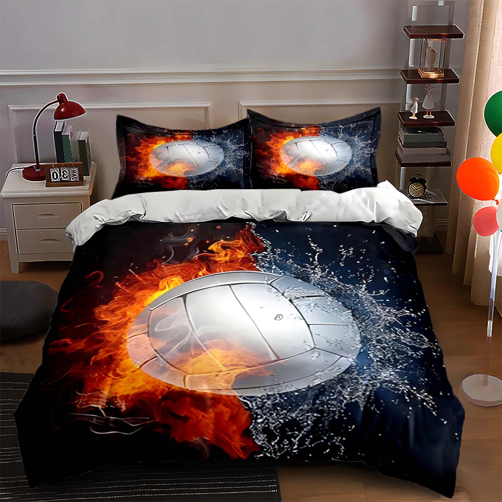 Fiery volleyball splash. Bedding Duvet cover sets Duvet covers Pillowcases gifts (1 * Duvet Cover 2 * Pillowcases, without duvet insert)