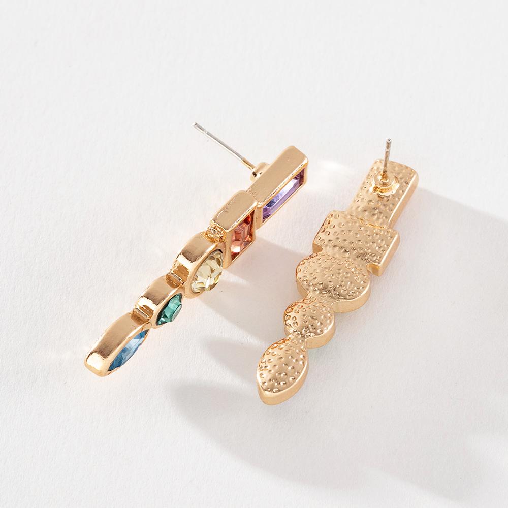 Pinkdudu Personalized Candy Color Geometric Stud Earrings Exaggerated Simple Glass Stone Casual Earring for Women Gifts PD1147