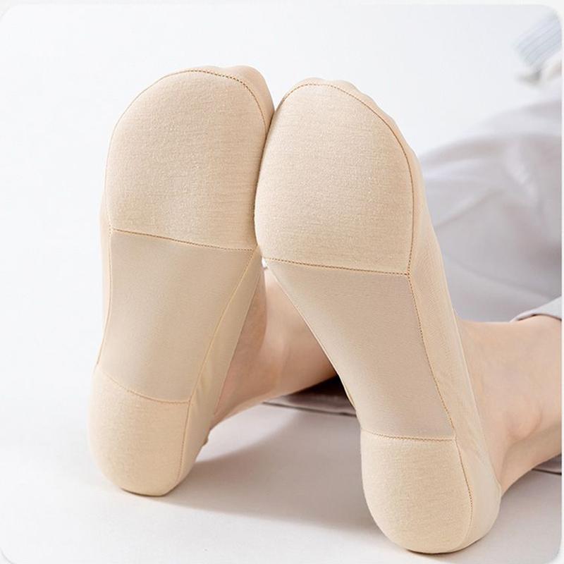 Ice Silk Boat Socks for Women Shallow Invisible Socks Towel Cotton Bottoms Women Deodorant Sponge Pad Anti-heel Drop Socks