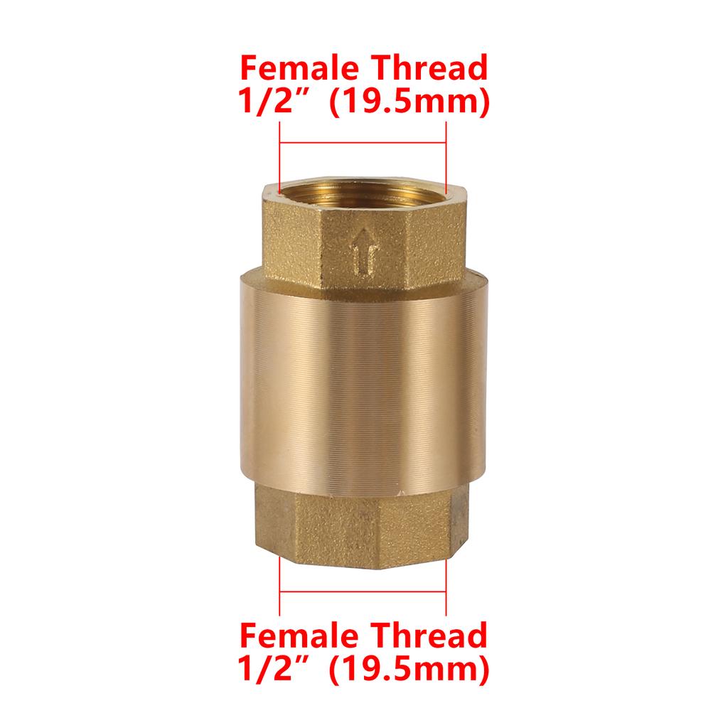 1Pc 1/2” 3/4”1” Female Thread NPT Brass Thread In-Line Spring Check Valve One-Way Anti Backflow Valve Water Control Float Valve