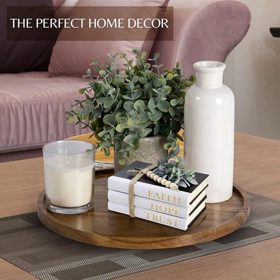 Декоративный круглый деревянный поднос диаметром 27,94 см для декора Красивый поднос из дерева акации для кухни-столовой Идеальный маленький поднос для свечей для декора журнального столика