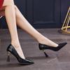Модные универсальные туфли на высоком каблуке во французском стиле для женщин, весна 2024, новое поступление, профессиональная женская обувь с тонкими наконечниками, латексная подошва, резина