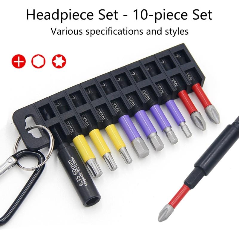 10Pcs Industrial Strength Screwdriver Bit Support Steel Construction Magnetic Extension Rod Storage Rack Carabiner Ready