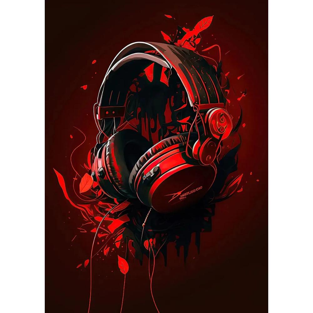 Горячая живая музыка Неоновые наушники DJ Постеры Красочный бумбокс Микрофон Принты для вечеринки Холст Картина Настенная картина Домашний декор для комнаты