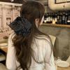 Женская винтажная заколка-клип с шифоновой лентой в горошек
