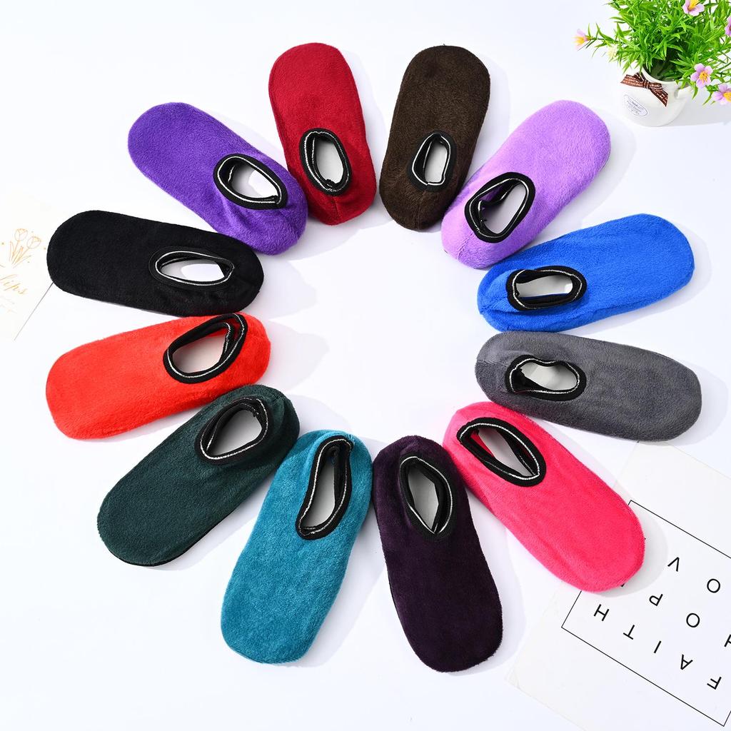 Женские однотонные нескользящие бархатные толстые носки для пола на осень и зиму