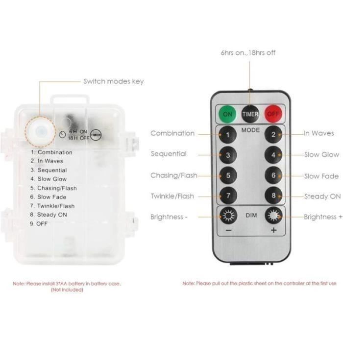 Guirlande lumineuse - AIMOONSA - AIMOONSA - 3 m - 20 LED - Télécommande (3x AA)