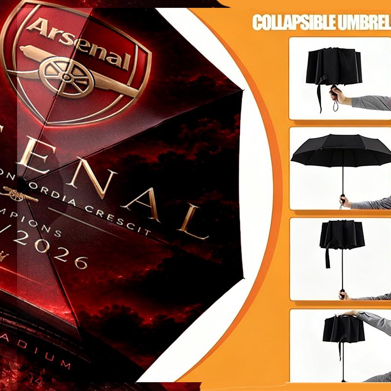 Зонт Arsenal F.C. с принтом, автоматическое открытие/закрытие - Портативный складной дизайн - Для ежедневного использования, путешествий/на улице - Подарок на день рождения