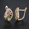 1 пара роскошных разноцветных серег-клипс на крючках с камнями огранки «маркиз» CZ, висячие серьги в стиле полых листьев, свадебные серьги