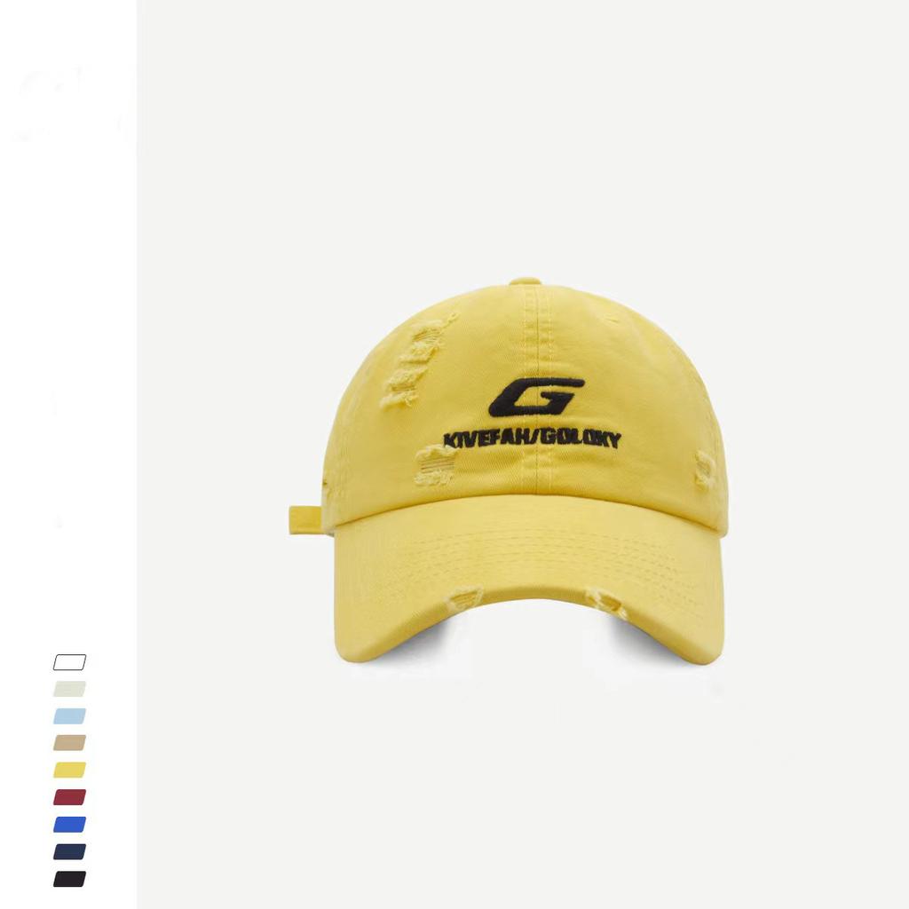New Street made Ripped Hip hop Baseball Cap Men's Korean Version Letter Embroidered Baseball Cap Women's Sun Hat