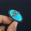 Irani Turquoise Gemstone Copper Wire Wrapped Handmade Jewelry Ring For Her