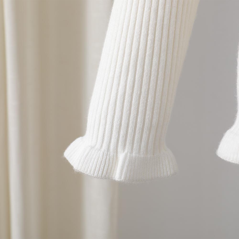 Вязаный свитер для девочки ясельного возраста с оборками, водолазкой, длинным рукавом, мягкий и удобный, вязаная одежда для маленьких принцесс 2-6 лет