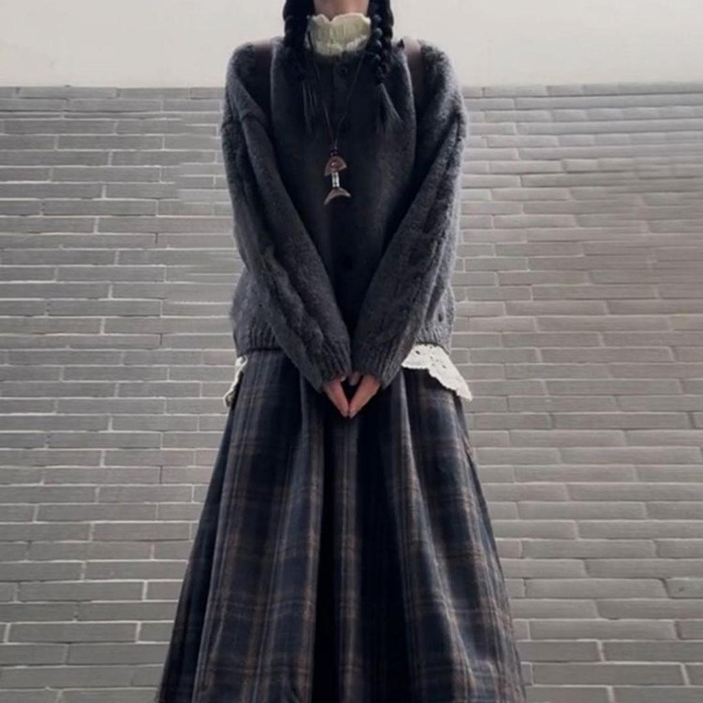 Женское трикотажное платье в стиле преппи в корейском стиле: Осенне-зимний маленький костюм-двойка