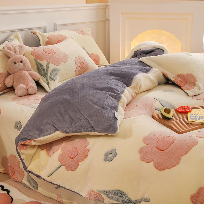 Антистатический зимний пододеяльник из толстого флиса, теплый фланелевый коралловый двухсторонний бархатный комплект постельного белья, мягкий и приятный для кожи