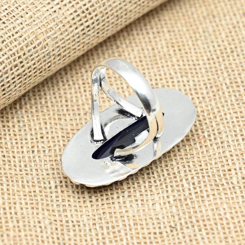 Лабораторный синий сапфировый драгоценный камень стерлингового серебра 925 пробы ручной работы подарочное кольцо ювелирные изделия