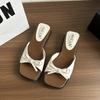 Butterfly women's knot slippers summer French fairy style fashion square head with skirt beautiful beach slope heel one word sandals