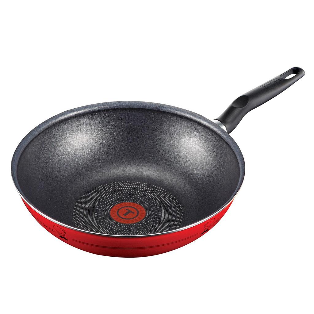 Tefal Essential Chef De France Wok Pan (28cm) Dishwasher Oven Safe No PFOA Red