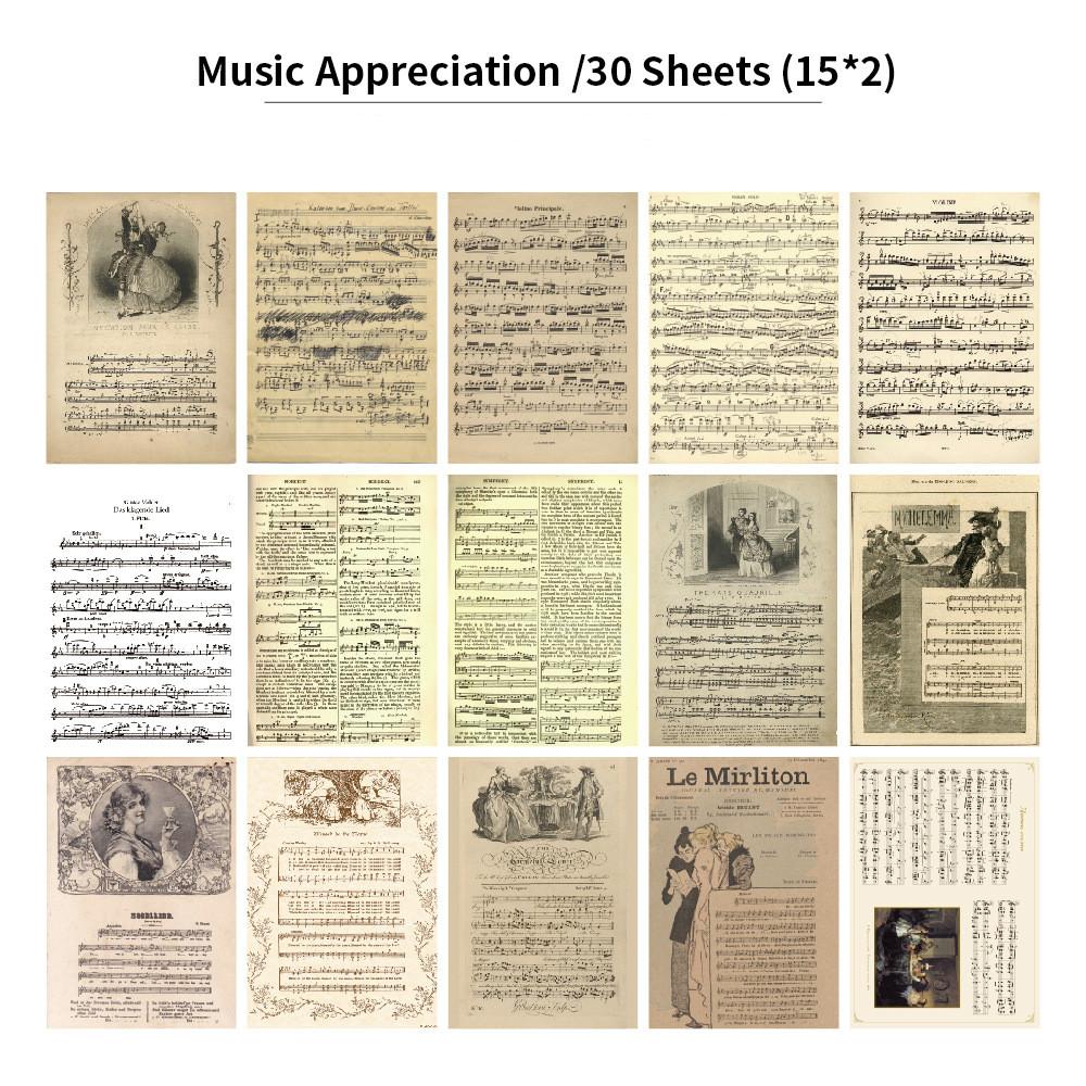30Pcs American Vintage Style Magazine Newspaper Material Paper Scrapbooking Journal Book DIY Background Decoration Bottom Paper