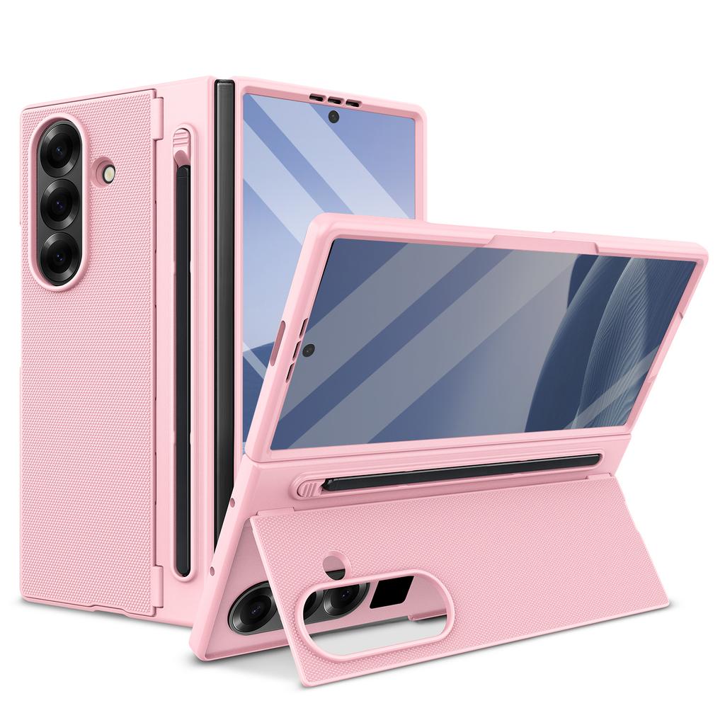 Fold 7 Phone Case with Touch Pen, Hard PC Back Cover Kickstand Phone Cover for Galaxy Z Fold 7/6 with Screen Glass Film