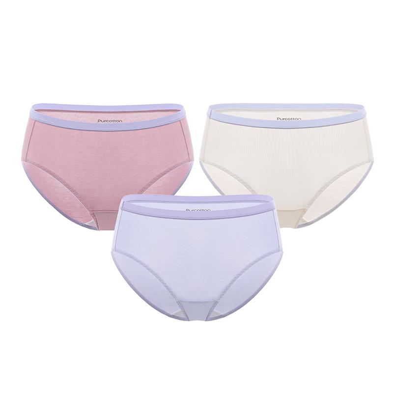 PurCotton Women's Antibacterial Gauze Mid-Rise Briefs 3-Pack