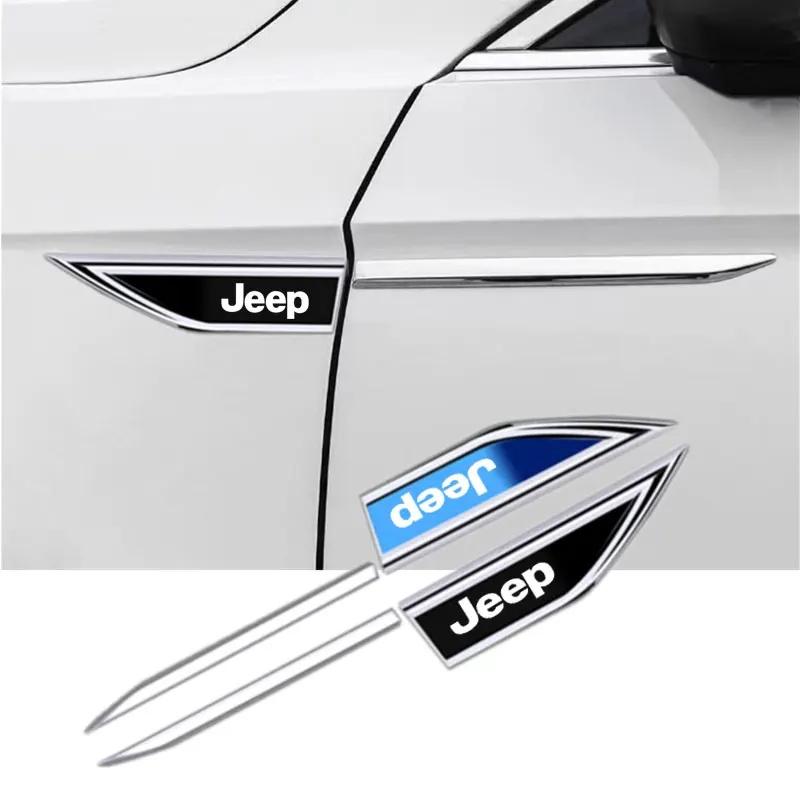 CZY2 2Pcs Metal Car Fender Logo Sticker Decal for Jeep Renegade Wrangler JK Grand Cherokee Compass Patriot Car Exterior Accessories