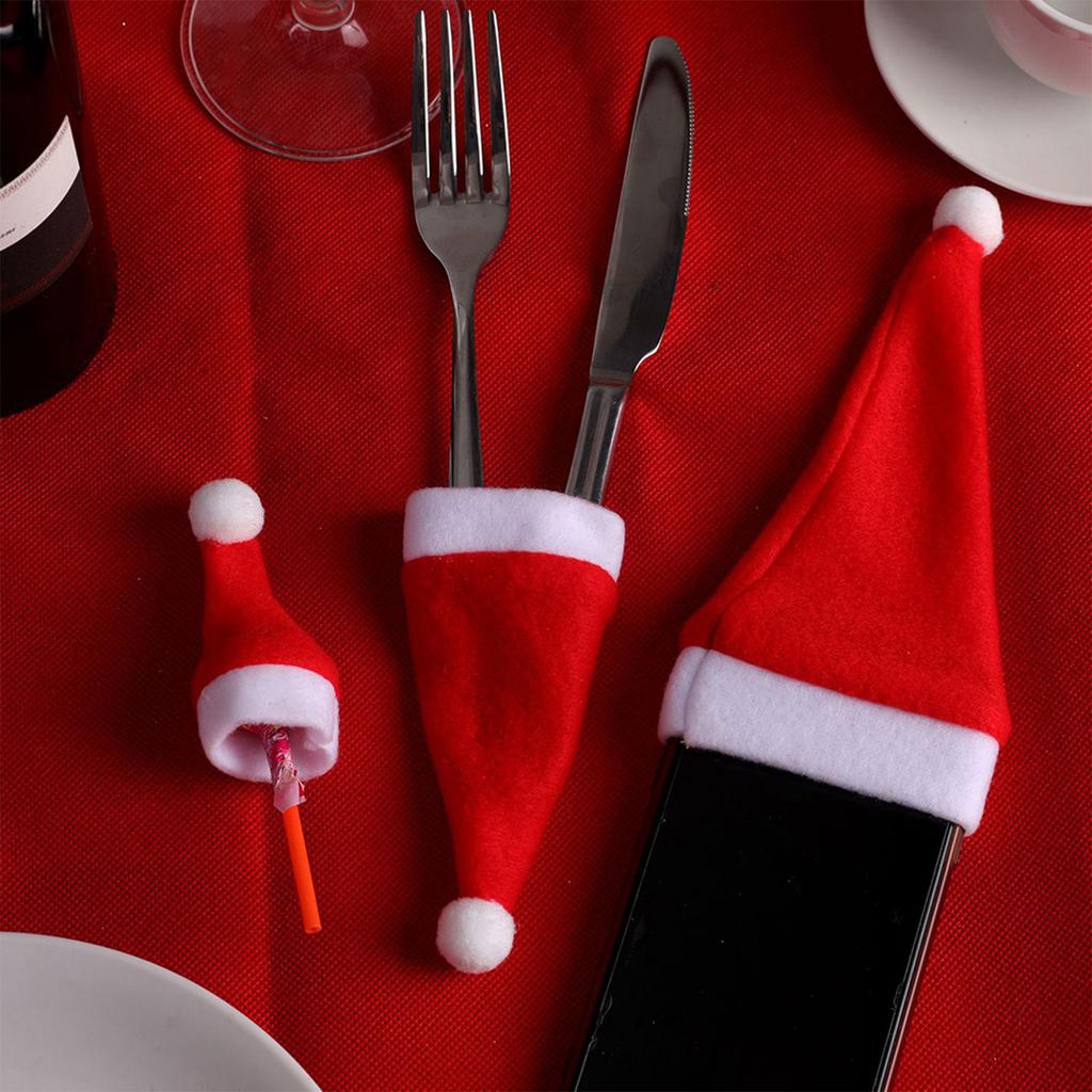 10 шт. Мини-колпак Санты, рождественская бутылка, леденец, украшения, рождественские украшения для вечеринки, елка, бархатная ткань, человек