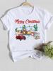 Deer Cartoon Style 90s Christmas Happy New Year Female Women Clothes Print O-neck Lady Casual Fashion Shirt Tee Graphic T-shirt