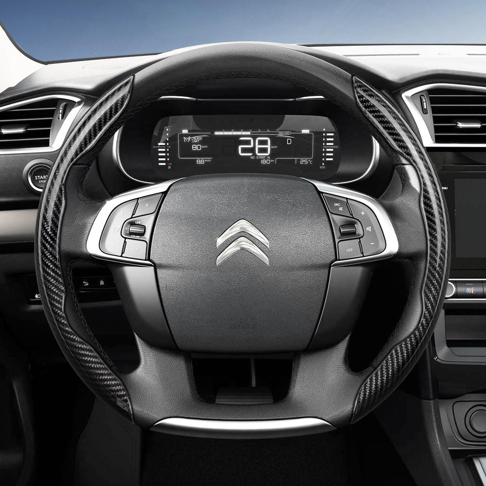 Подходит для Citroen Рулевое колесо с текстурой под карбон, Сегментированный дизайн с быстрой фиксацией, Прочные черные аксессуары для моделей, таких как C3, C