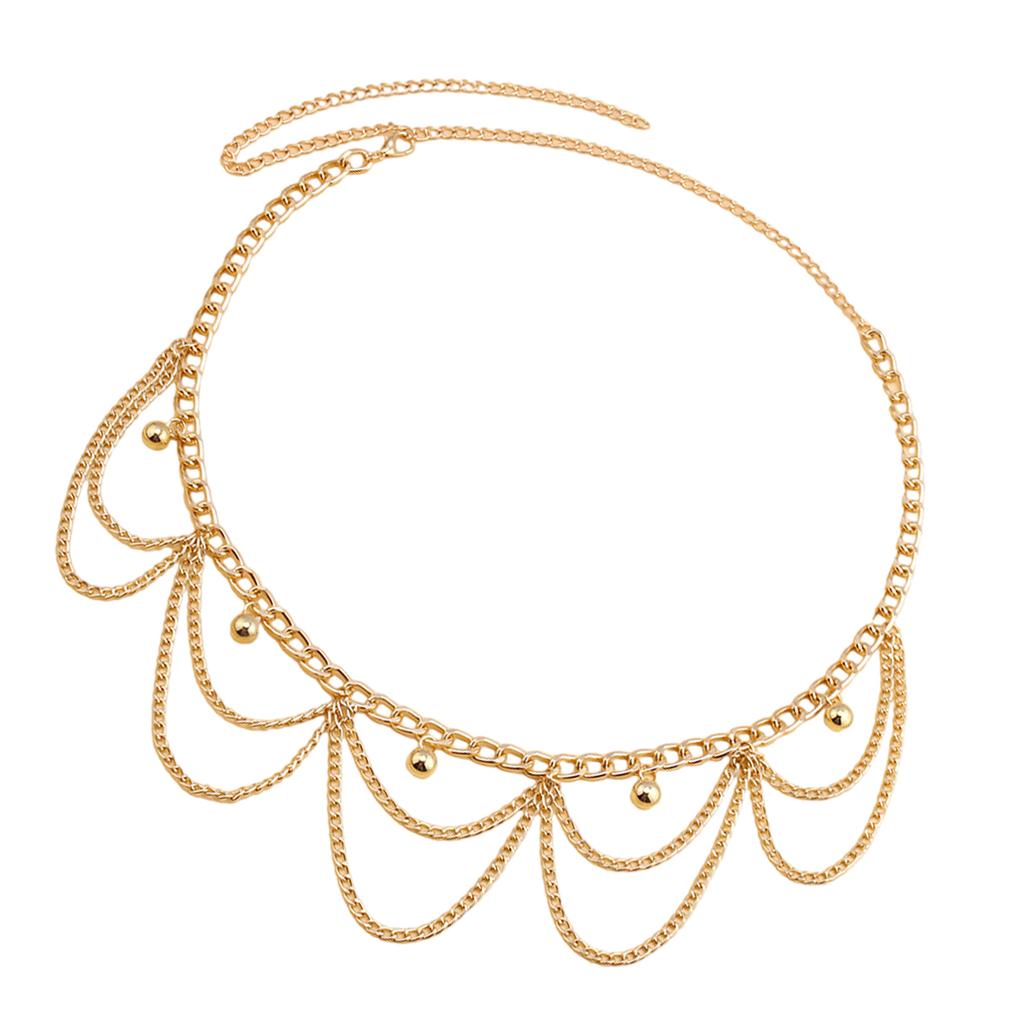 Multilayer Waist Belt Stylish for Stage Dance Music Festival Jeans Dress Belt Body Jewelry Chain Metallic Belly Dance