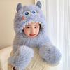 Plush Three-piece Set of Men's and Women's Hats, Cartoon Thickened Hat Set, Windproof Face Protection and Warm Hat Monster