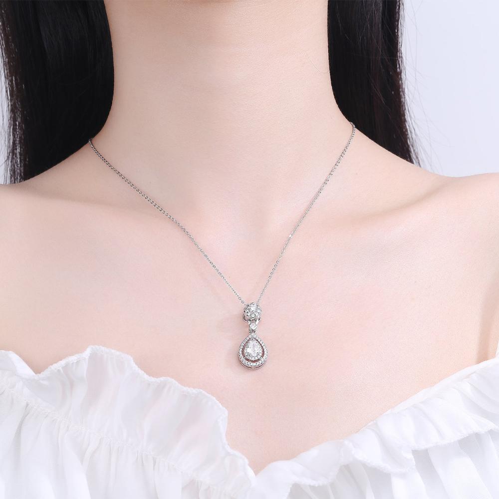 Серебряное колье 925 пробы для женщин, сверкающий циркон, кулон в форме слезы, цепочка на ключицу, ювелирное изделие, подарок на день рождения