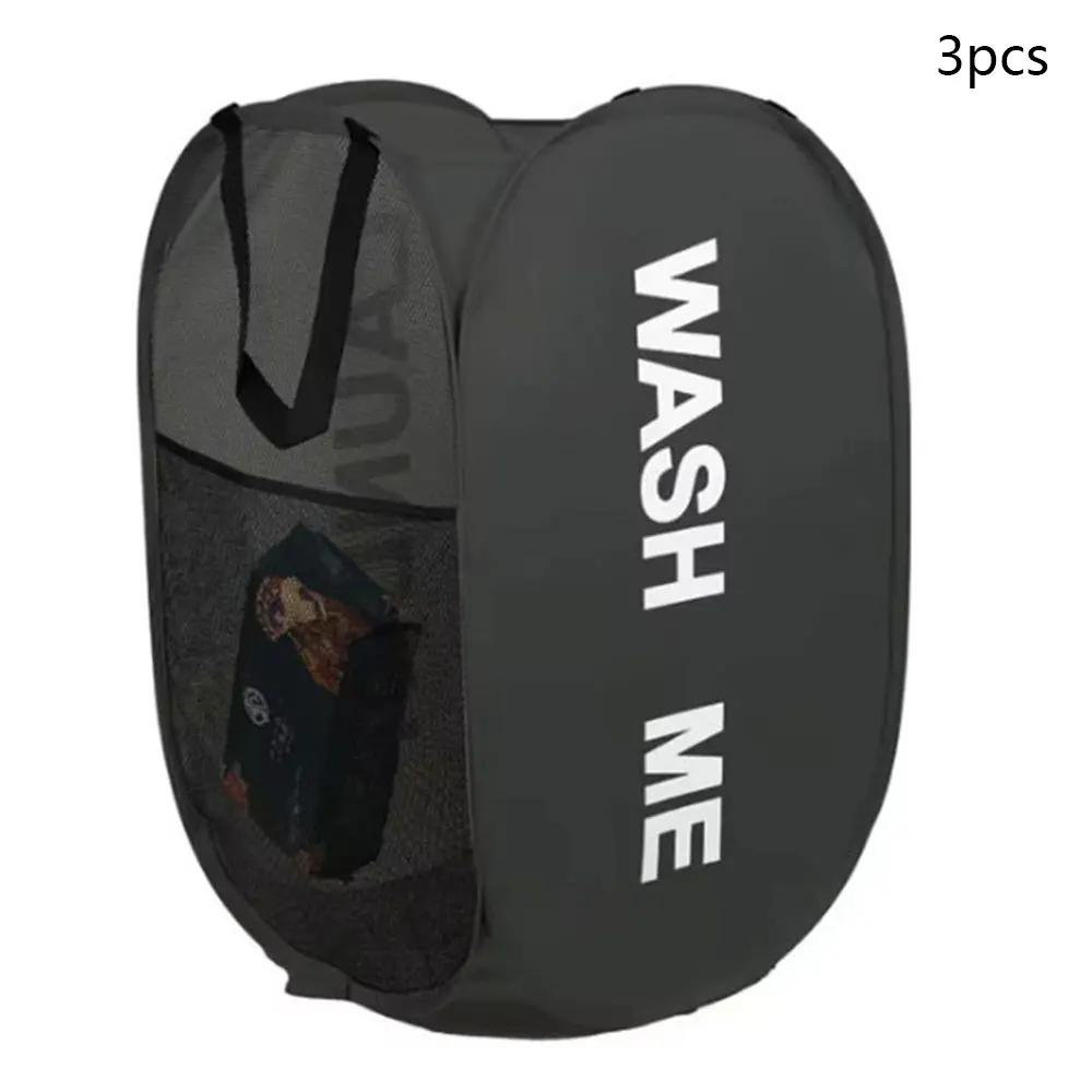 Прочная Складная Простая Корзина для Белья Большая Моющаяся Организатор для Хранения Одежды и Игрушек Модная Сетчатая Дышащая Аксессуары для Ванной