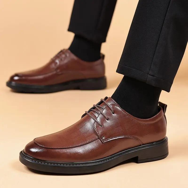 Fashion New In Lace-Up Business Leather Shoes for Men Adults On Sale Pu Social Common Fashion 2025 Classic Original Man Casual Shoe