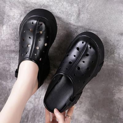 Повседневные женские тапочки и босоножки на танкетке Туфли на платформе Шлепанцы на каблуке Дешевая ликвидация по акции Натуральная кожа