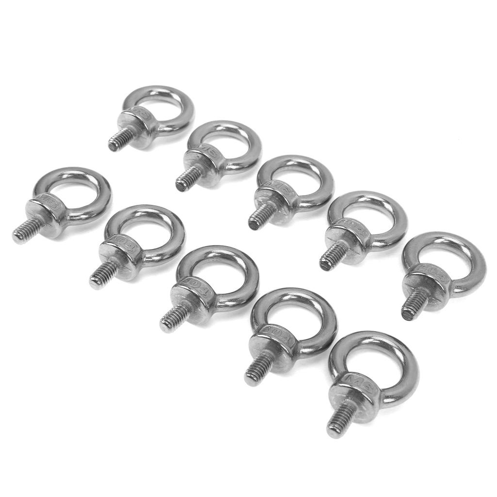 10Pcs M6 Stainless Steel Lifting Ring Eye Bolt Heavy Duty Marine Grade Ring Screw Bolts